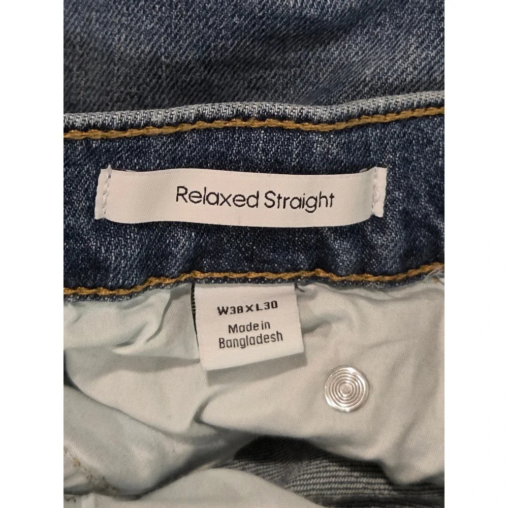 Calvin Klein Relaxed Straight Jeans Mens 38x30 Medium Wash Blue Denim CK Logo